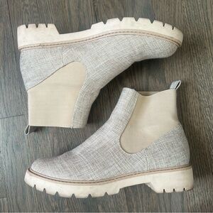 Dolce Vita Pepper Chelsea Woven Linen Platform Sock Booties Tan Size 10M